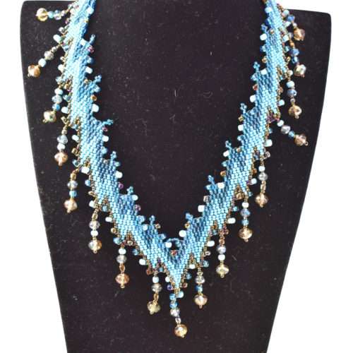 Lightning Bolt Design Beaded Necklace