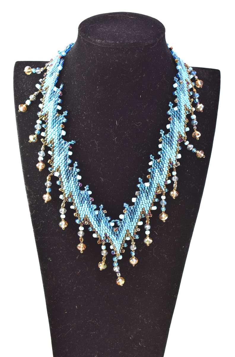 Lightning Bolt Design Beaded Necklace