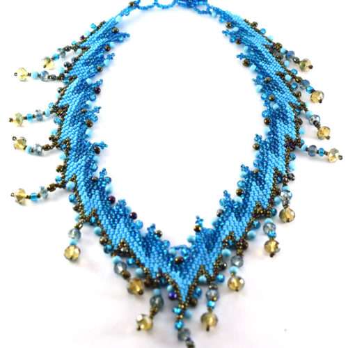 Lightning Bolt Design Beaded Necklace