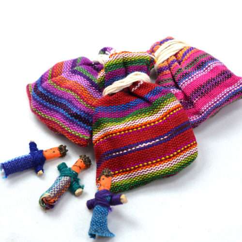 Doz. of Worry Dolls in Ikat Pouches “S”