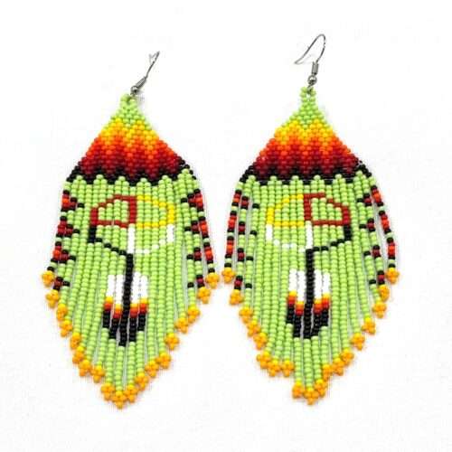 Pair of Medicine Wheel With Fringe Earrings