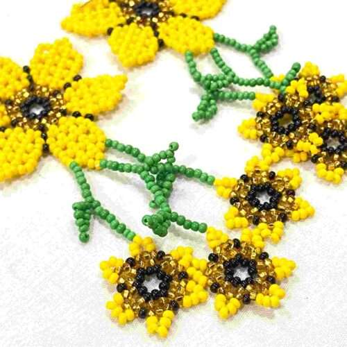 Pair of Flower with Fringe Earrings