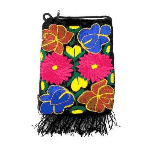 Velvet Fringe Flower Crossbody Bag