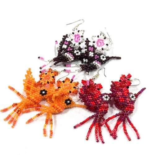 Pair of Hummingbird with Flower Earrings