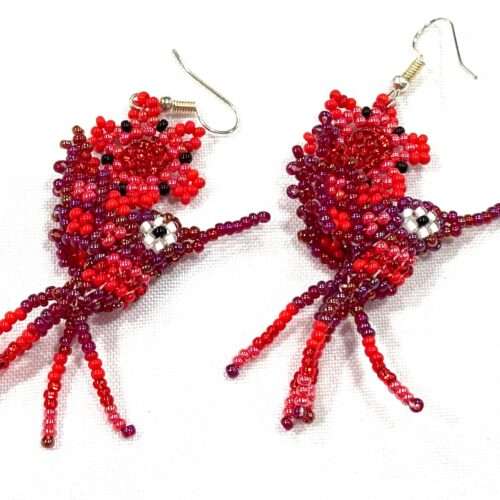 Pair of Hummingbird with Flower Earrings