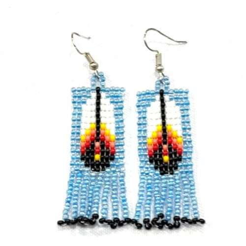 Pair of Feather with Fringe Earrings