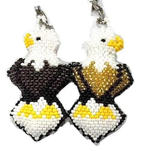 Doz. Beaded Bald Eagle Keychain