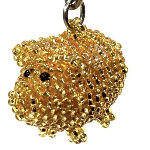 Doz. Beaded Gold Pig Keychain