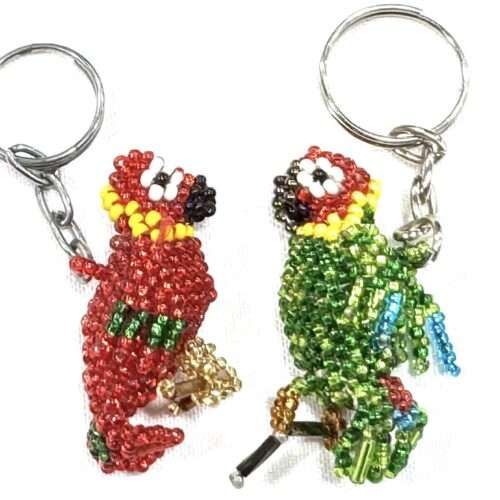 Doz. Beaded Parrot Keychain