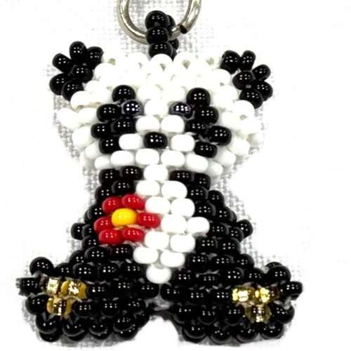 Doz. Beaded Panda with Flower Keychain