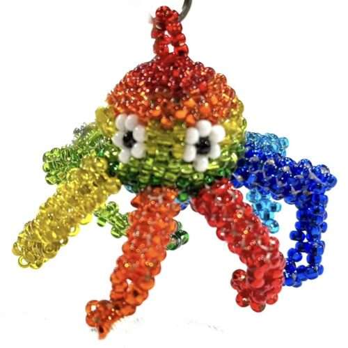 Doz. Beaded Rainbow Octopus Keychain