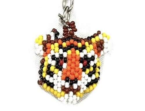 Doz. Beaded Tiger Face Keychain